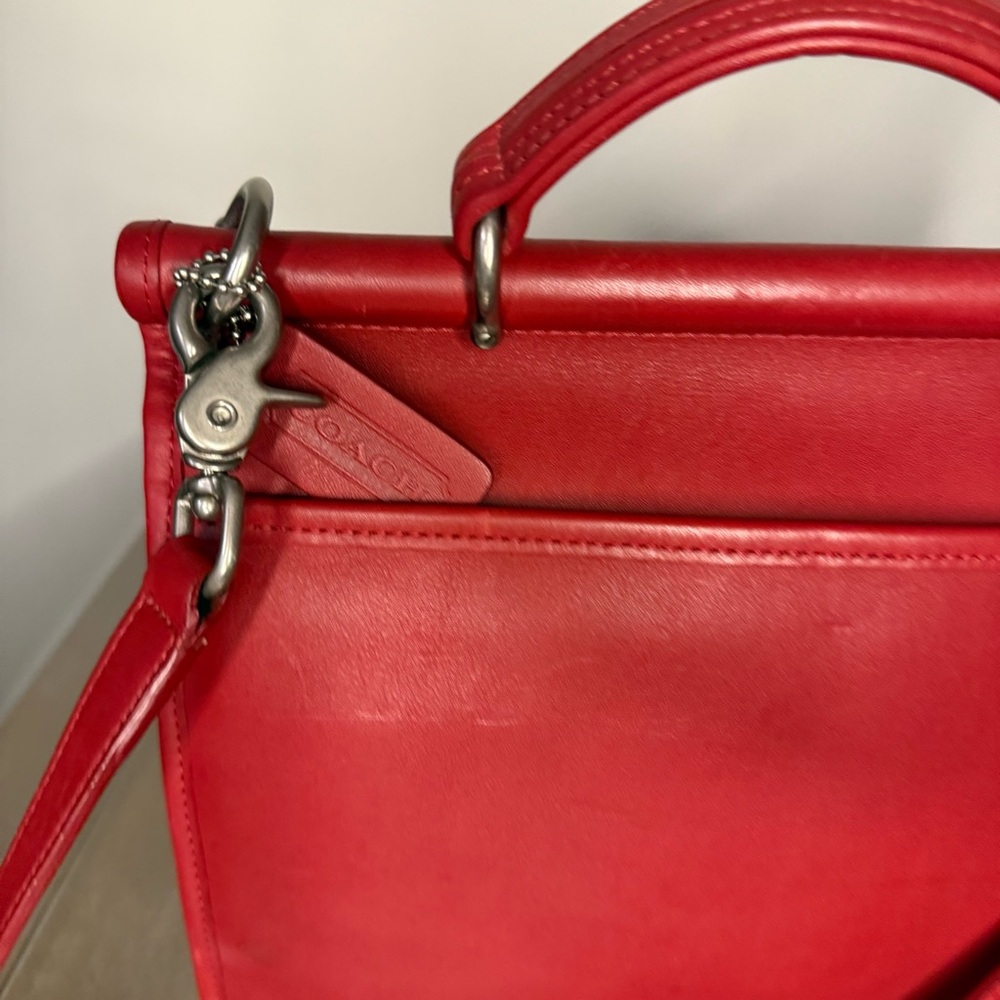 Vintage Red Willis 9927 Coach Vibrant Red Leather Satchel - Picture 4 of 9